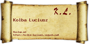 Kolba Luciusz névjegykártya